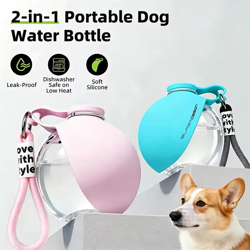 Botella de Agua Portátil para Perros 2 en 1