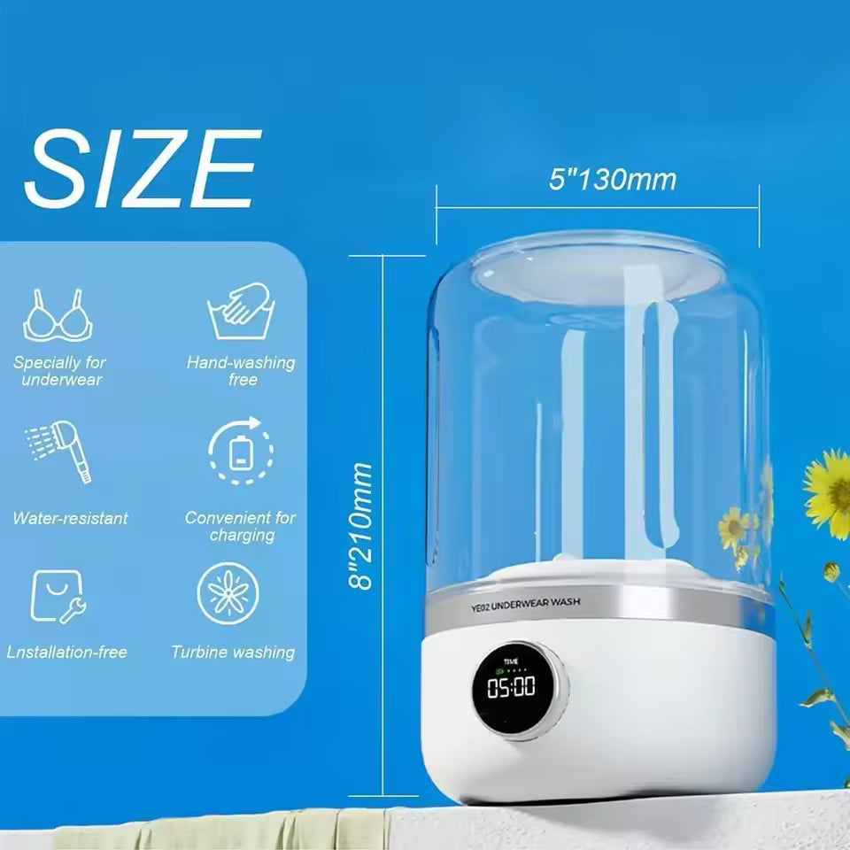 Mini Lavadora Portátil Recargable 1L con Centrifugado