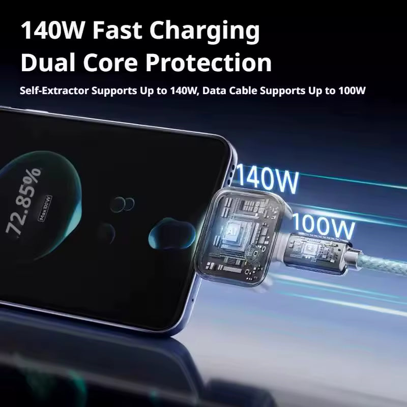 Cable de Carga Rápida 140W con Apagado Automático